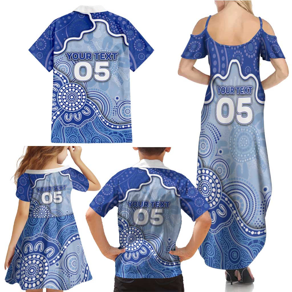 Custom Roos Football Family Matching Summer Maxi Dress and Hawaiian Shirt Aboriginal Dot Art Pattern