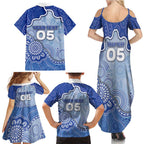 Custom Roos Football Family Matching Summer Maxi Dress and Hawaiian Shirt Aboriginal Dot Art Pattern