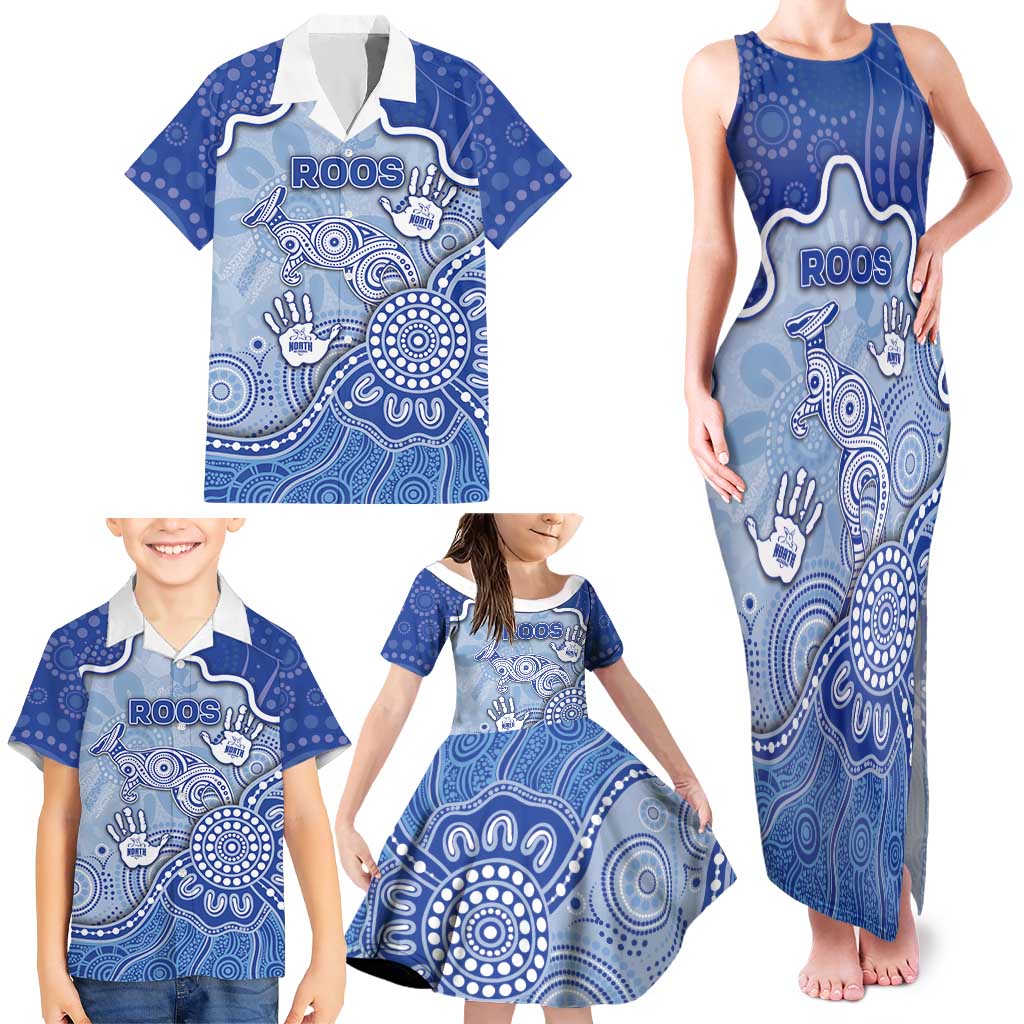 Custom Roos Football Family Matching Tank Maxi Dress and Hawaiian Shirt Aboriginal Dot Art Pattern