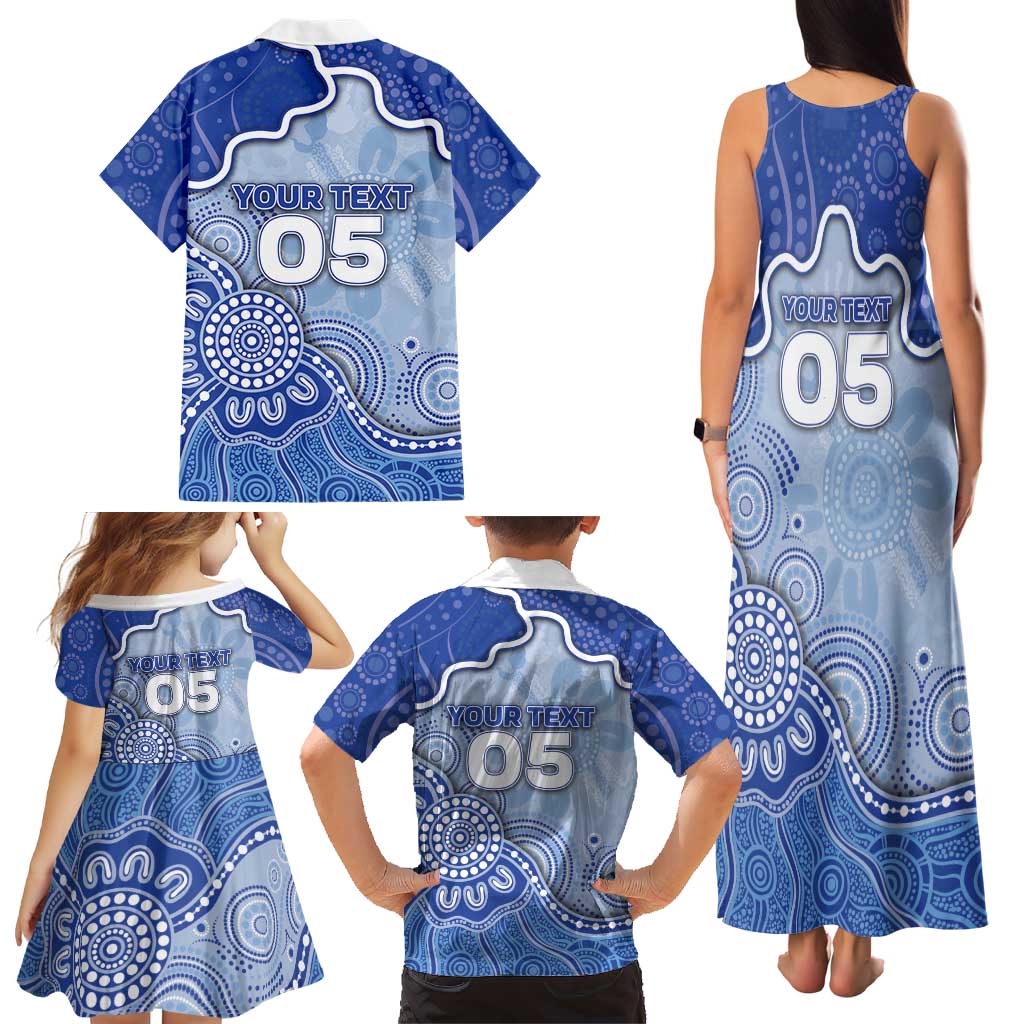 Custom Roos Football Family Matching Tank Maxi Dress and Hawaiian Shirt Aboriginal Dot Art Pattern