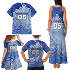 Custom Roos Football Family Matching Tank Maxi Dress and Hawaiian Shirt Aboriginal Dot Art Pattern