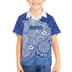 Custom Roos Football Kid Hawaiian Shirt Aboriginal Dot Art Pattern