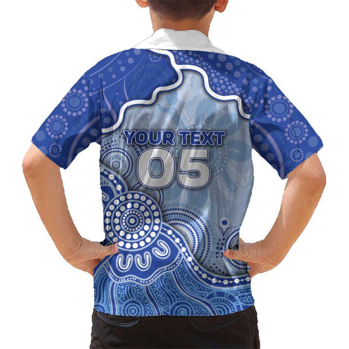 Custom Roos Football Kid Hawaiian Shirt Aboriginal Dot Art Pattern