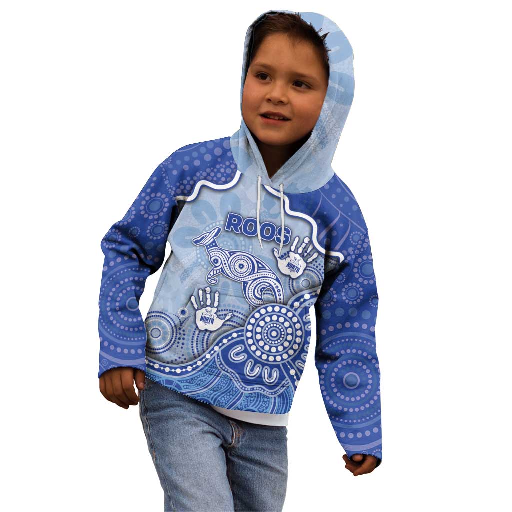 Custom Roos Football Kid Hoodie Aboriginal Dot Art Pattern