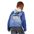 Custom Roos Football Kid Hoodie Aboriginal Dot Art Pattern
