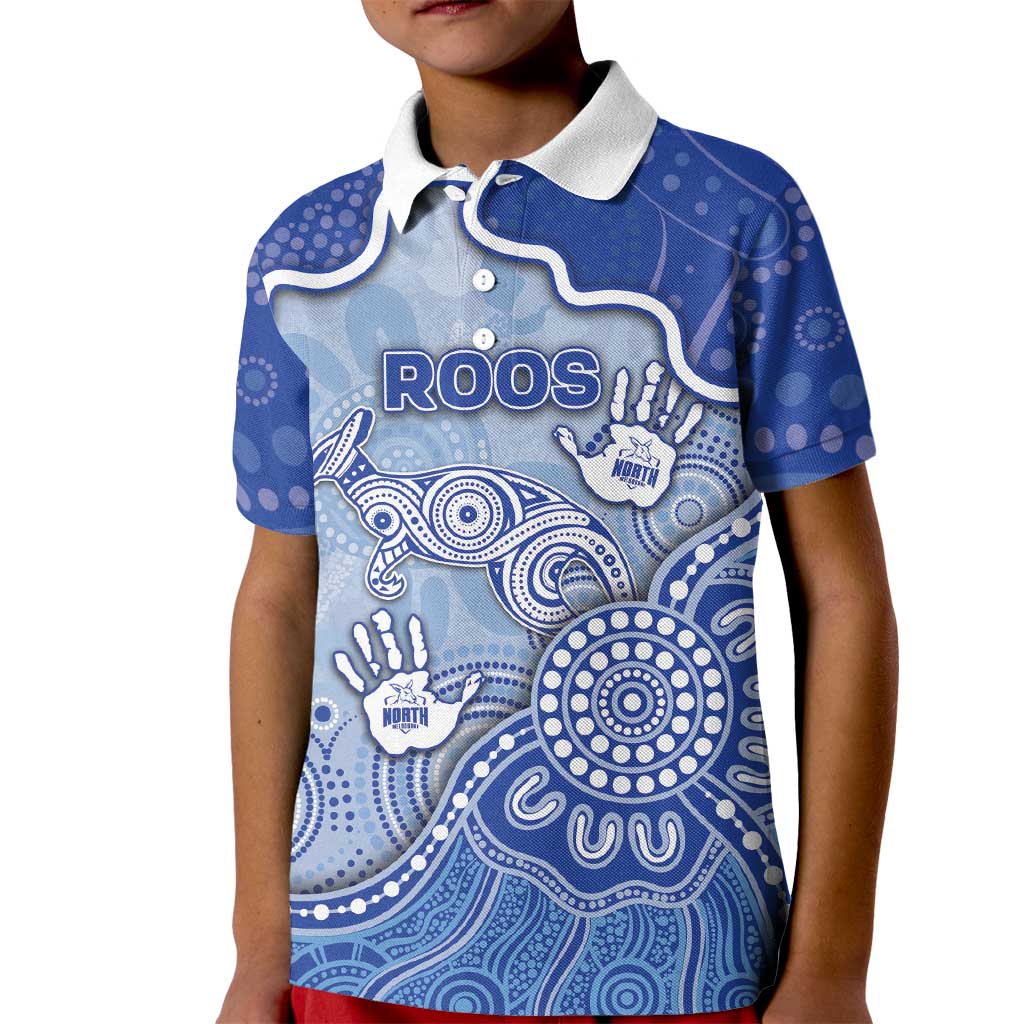 Custom Roos Football Kid Polo Shirt Aboriginal Dot Art Pattern