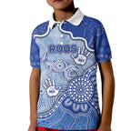 Custom Roos Football Kid Polo Shirt Aboriginal Dot Art Pattern