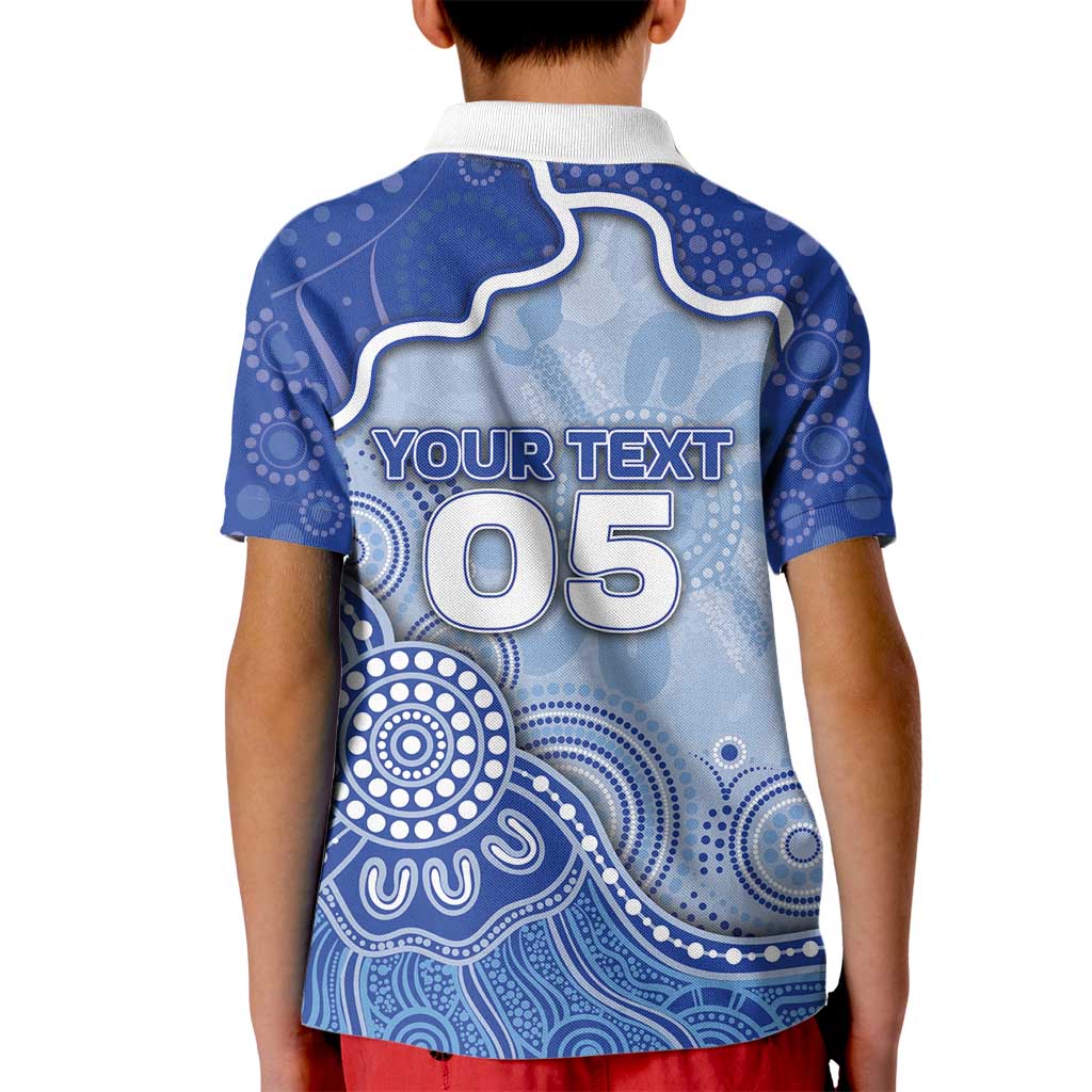 Custom Roos Football Kid Polo Shirt Aboriginal Dot Art Pattern