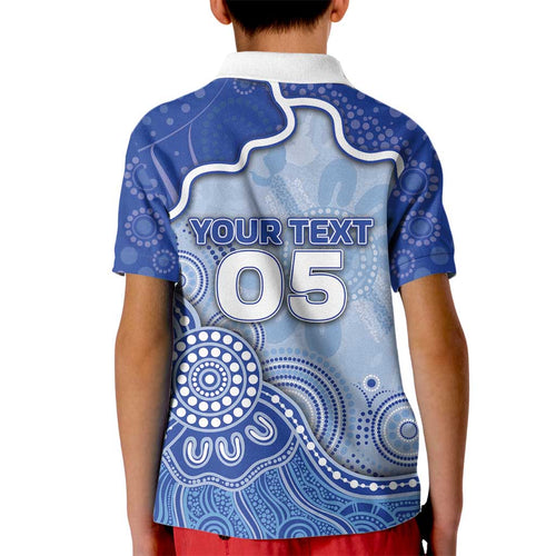 Custom Roos Football Kid Polo Shirt Aboriginal Dot Art Pattern