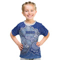 Custom Roos Football Kid T Shirt Aboriginal Dot Art Pattern