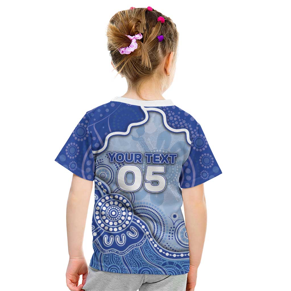 Custom Roos Football Kid T Shirt Aboriginal Dot Art Pattern