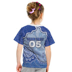 Custom Roos Football Kid T Shirt Aboriginal Dot Art Pattern
