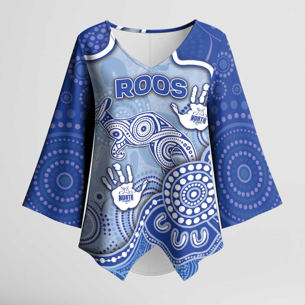 Custom Roos Football Kimono Sleeve Blouse Aboriginal Dot Art Pattern