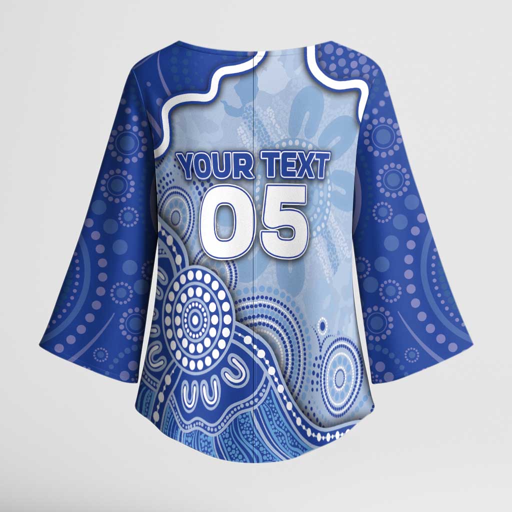 Custom Roos Football Kimono Sleeve Blouse Aboriginal Dot Art Pattern