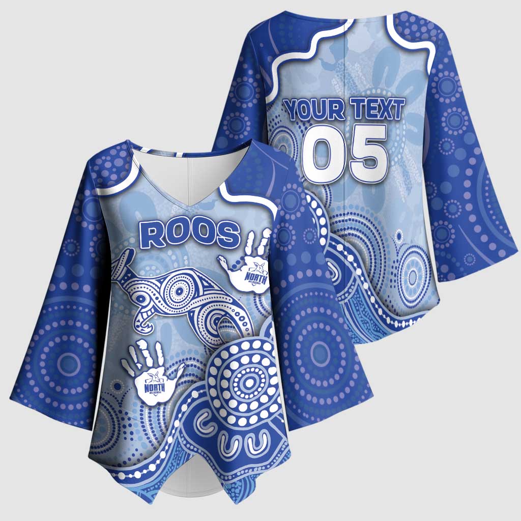 Custom Roos Football Kimono Sleeve Blouse Aboriginal Dot Art Pattern