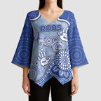 Custom Roos Football Kimono Sleeve Blouse Aboriginal Dot Art Pattern