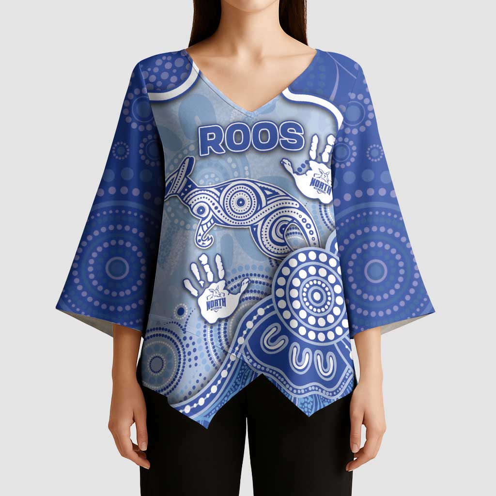 Custom Roos Football Kimono Sleeve Blouse Aboriginal Dot Art Pattern