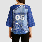 Custom Roos Football Kimono Sleeve Blouse Aboriginal Dot Art Pattern