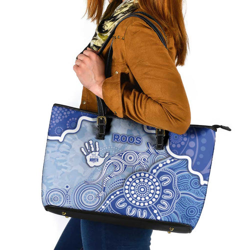 Roos Football Leather Tote Bag Aboriginal Dot Art Pattern