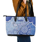 Roos Football Leather Tote Bag Aboriginal Dot Art Pattern