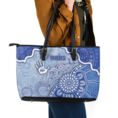 Roos Football Leather Tote Bag Aboriginal Dot Art Pattern