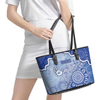 Roos Football Leather Tote Bag Aboriginal Dot Art Pattern