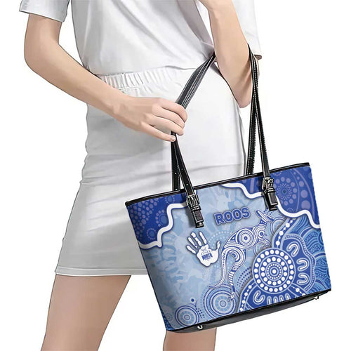 Roos Football Leather Tote Bag Aboriginal Dot Art Pattern