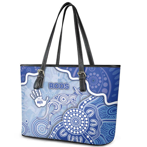 Roos Football Leather Tote Bag Aboriginal Dot Art Pattern