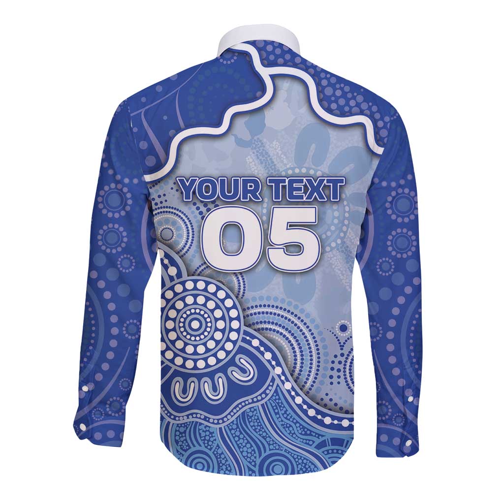 Custom Roos Football Long Sleeve Button Shirt Aboriginal Dot Art Pattern