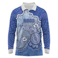 Custom Roos Football Long Sleeve Polo Shirt Aboriginal Dot Art Pattern