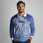 Custom Roos Football Long Sleeve Polo Shirt Aboriginal Dot Art Pattern