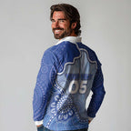 Custom Roos Football Long Sleeve Polo Shirt Aboriginal Dot Art Pattern