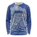 Custom Roos Football Long Sleeve Shirt Aboriginal Dot Art Pattern