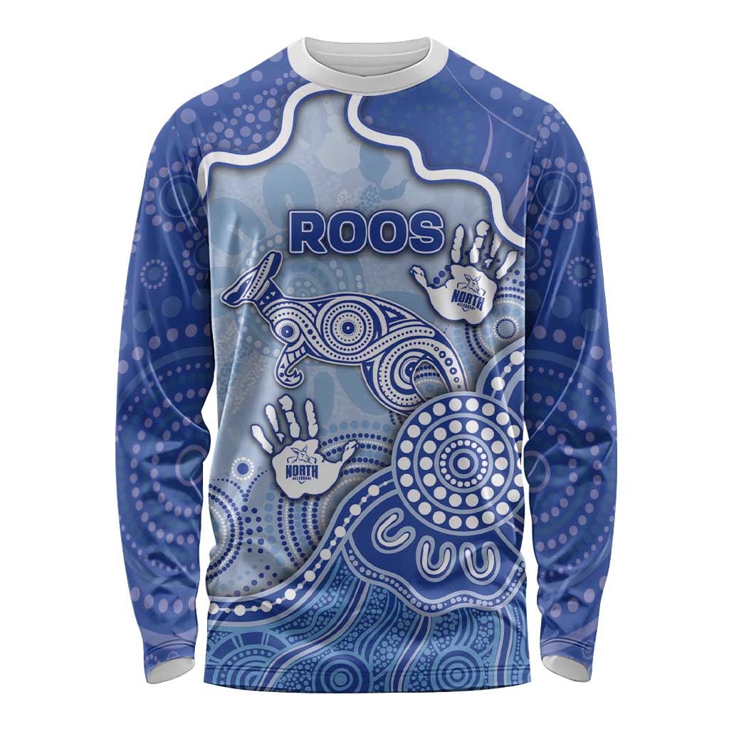Custom Roos Football Long Sleeve Shirt Aboriginal Dot Art Pattern