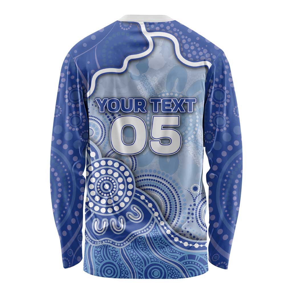 Custom Roos Football Long Sleeve Shirt Aboriginal Dot Art Pattern