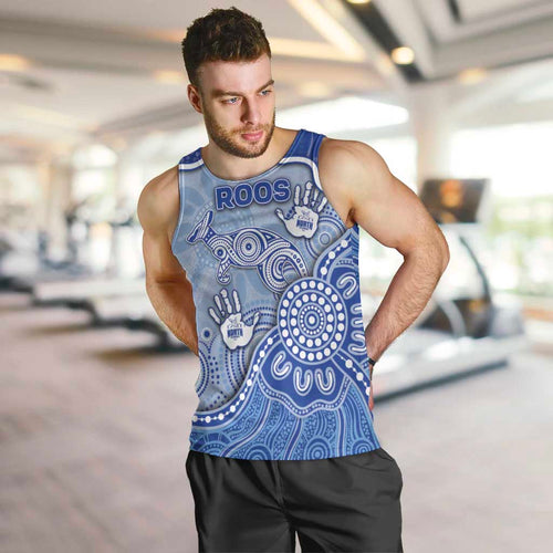 Custom Roos Football Men Tank Top Aboriginal Dot Art Pattern