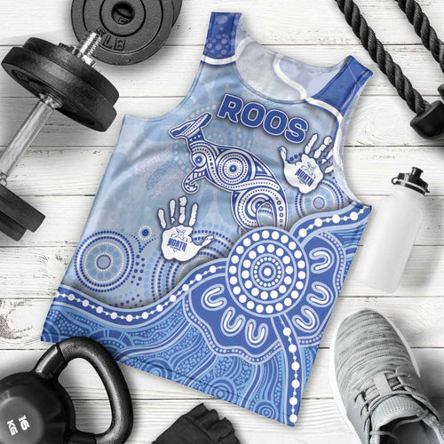 Custom Roos Football Men Tank Top Aboriginal Dot Art Pattern