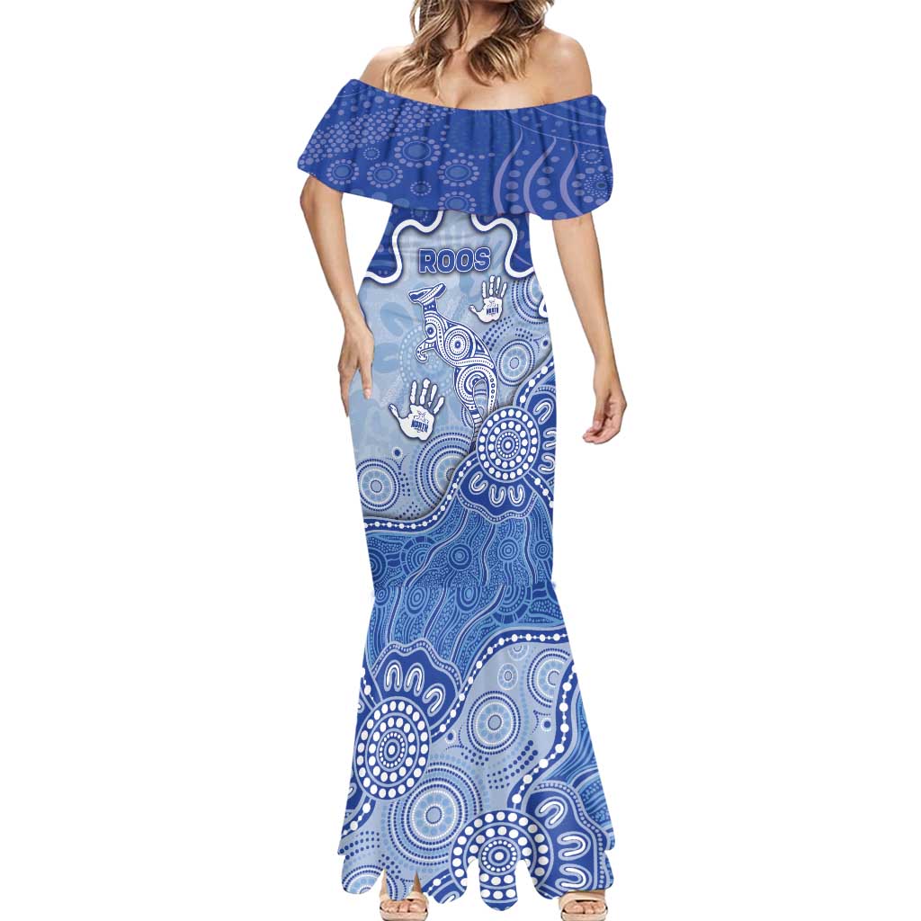 Custom Roos Football Mermaid Dress Aboriginal Dot Art Pattern