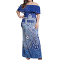 Custom Roos Football Off Shoulder Maxi Dress Aboriginal Dot Art Pattern