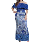 Custom Roos Football Off Shoulder Maxi Dress Aboriginal Dot Art Pattern