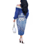 Custom Roos Football Off The Shoulder Long Sleeve Dress Aboriginal Dot Art Pattern