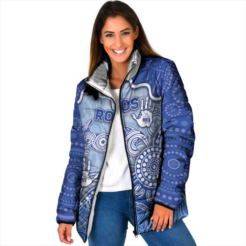 Custom Roos Football Padded Jacket Aboriginal Dot Art Pattern