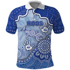 Custom Roos Football Polo Shirt Aboriginal Dot Art Pattern
