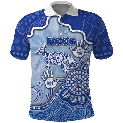 Custom Roos Football Polo Shirt Aboriginal Dot Art Pattern