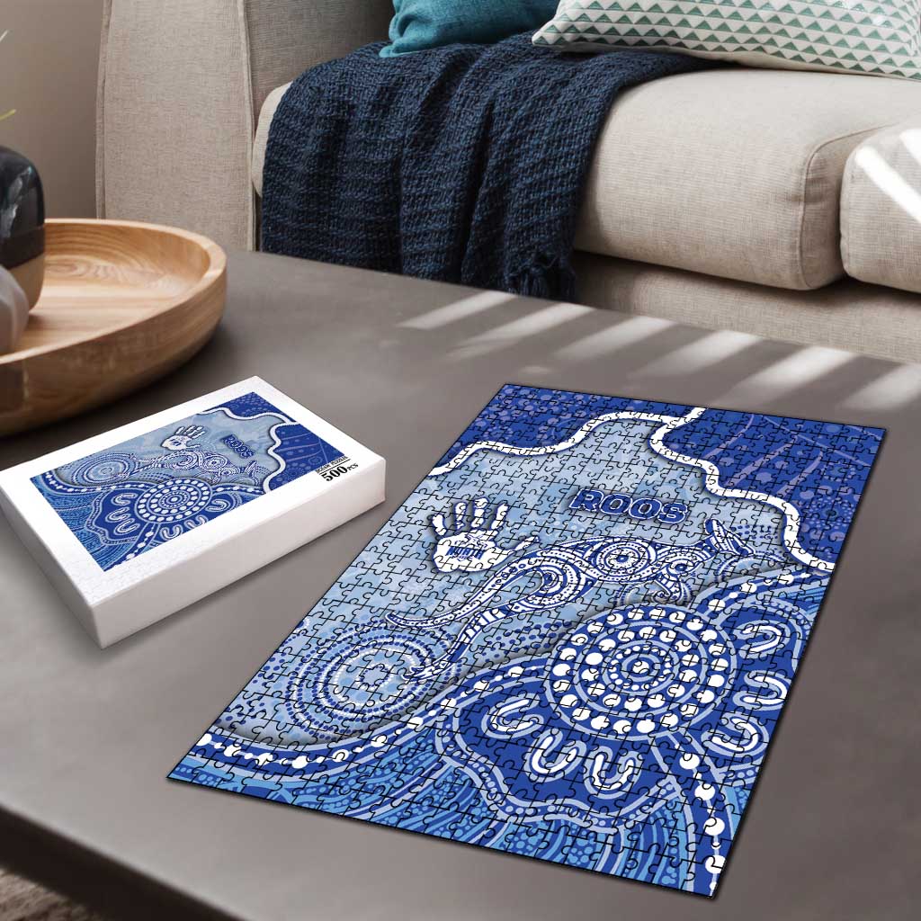 Roos Football Puzzle Aboriginal Dot Art Pattern