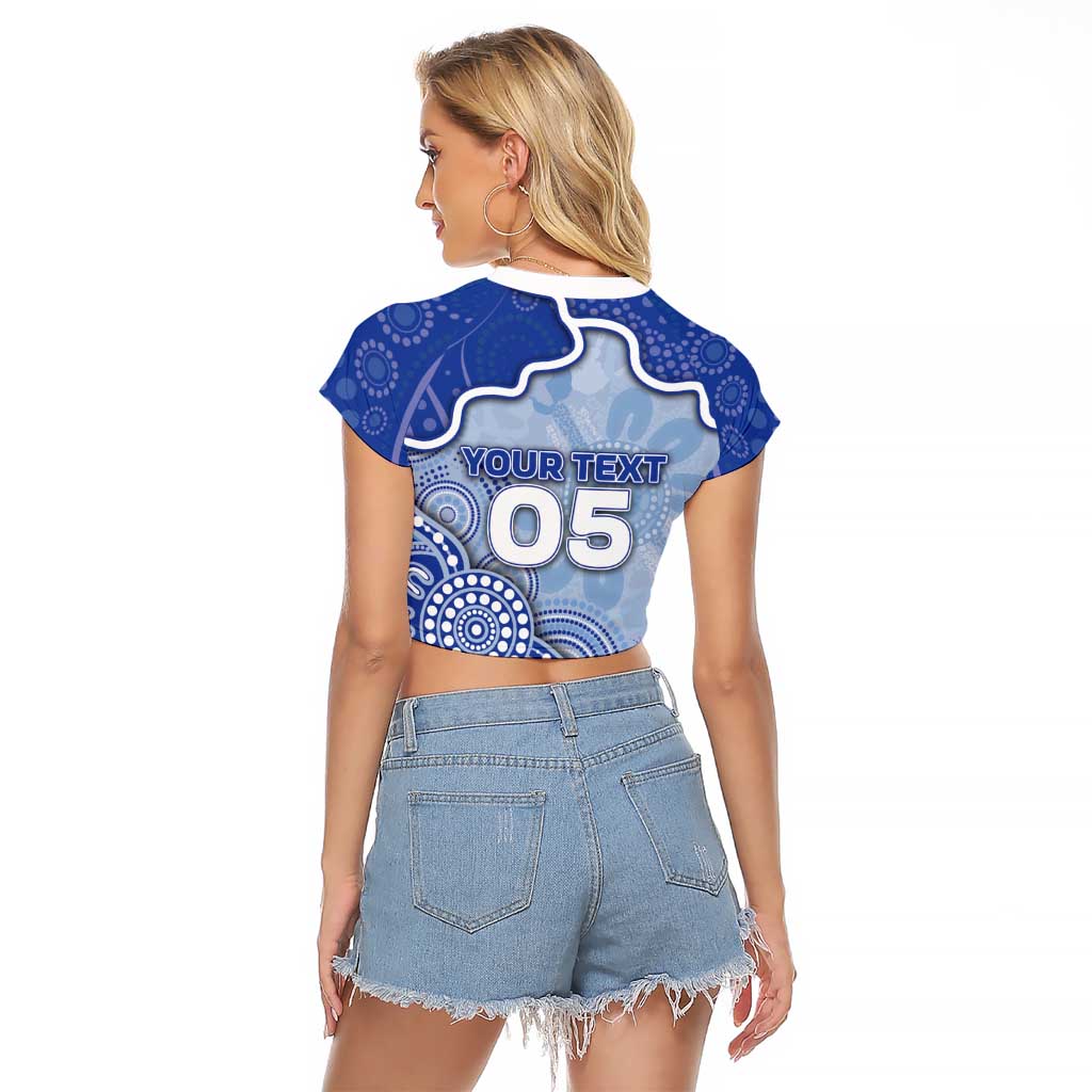 Custom Roos Football Raglan Cropped T Shirt Aboriginal Dot Art Pattern
