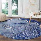 Roos Football Round Carpet Aboriginal Dot Art Pattern