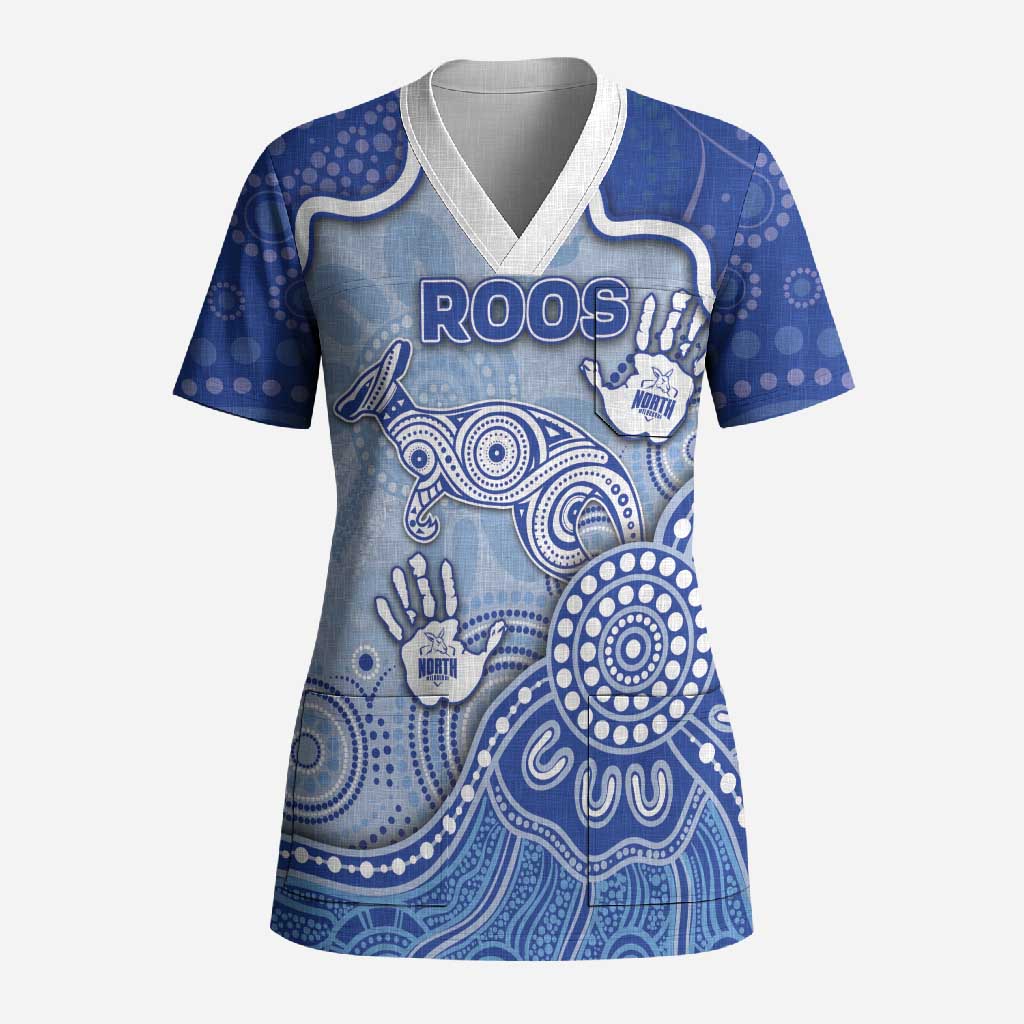 Custom Roos Football Scrub Top Aboriginal Dot Art Pattern
