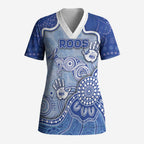 Custom Roos Football Scrub Top Aboriginal Dot Art Pattern