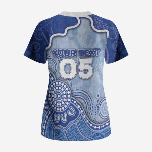 Custom Roos Football Scrub Top Aboriginal Dot Art Pattern